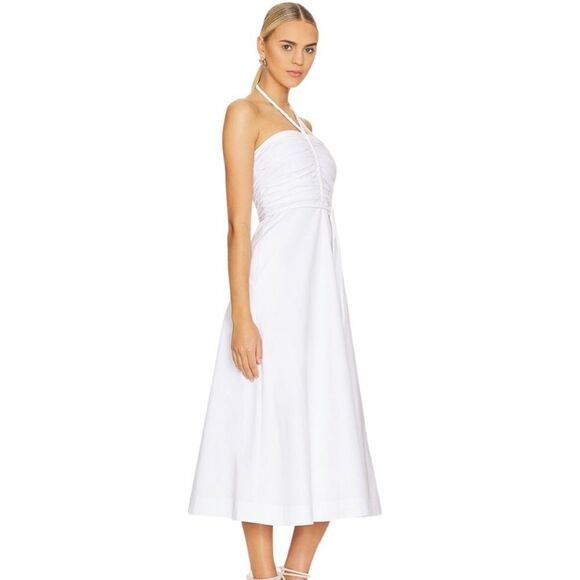 Veronica Beard Tucker Halter Neck Stretch Cotton Midi Dress White 4 NWT $548 - Picture 3 of 11